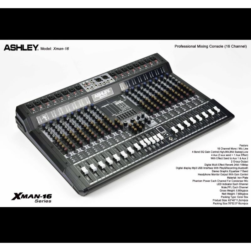 mixer audio ashley xman 16 x man 16 16ch usb bluetooth soundcard original