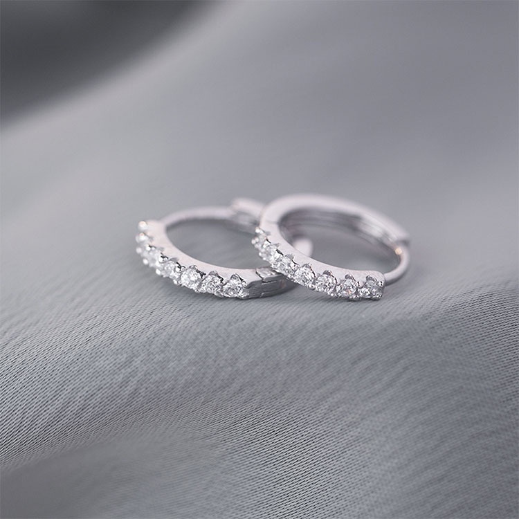 Prevent Allergy Zircon Circle Ear Hoop Simple Minimalist Style Earring Jewelry