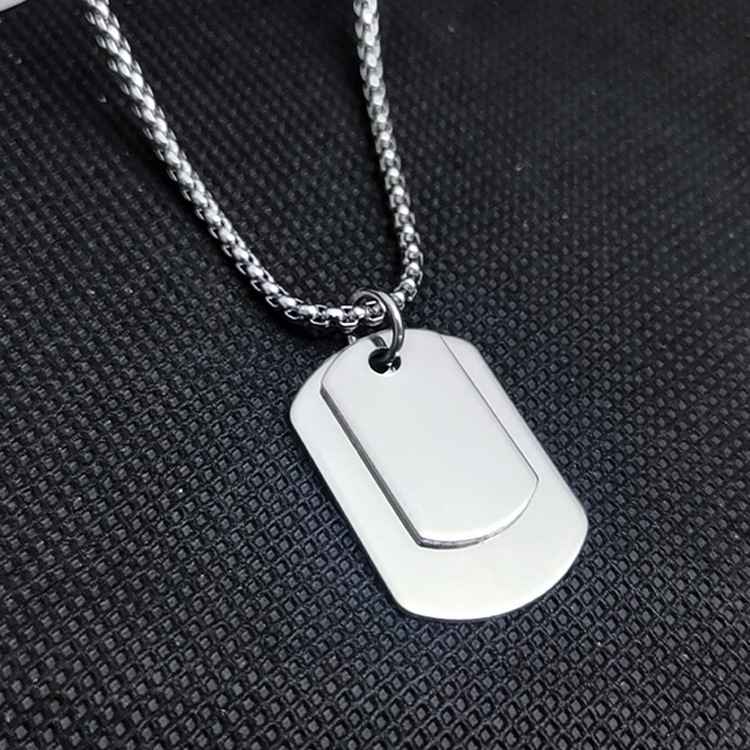 Stainless steel double militer kalung KAMI tentara militer besar kartu kalung liontin hip hop