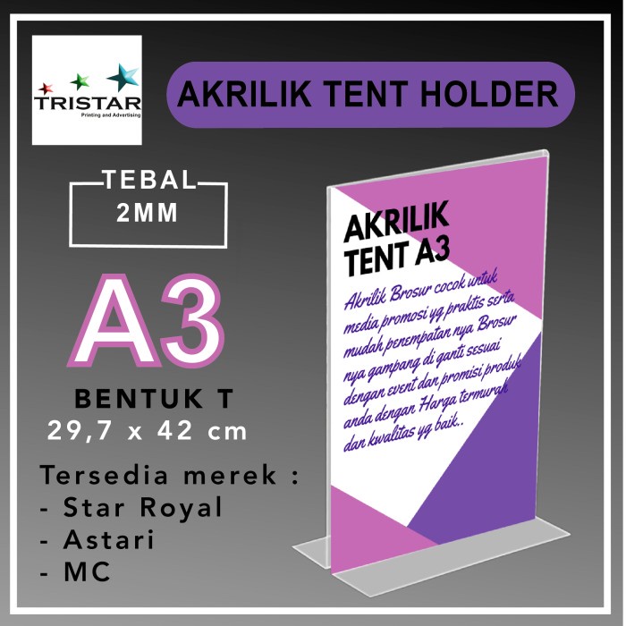 

Murah Tent holder A3 potrait / acrylic meja - Star royal