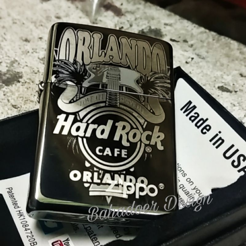 ZIPPO SILVER CHROME HARD ROCK CAFE ORLANDO DESIGN PREMIUM BEST QUALITY MIRROR