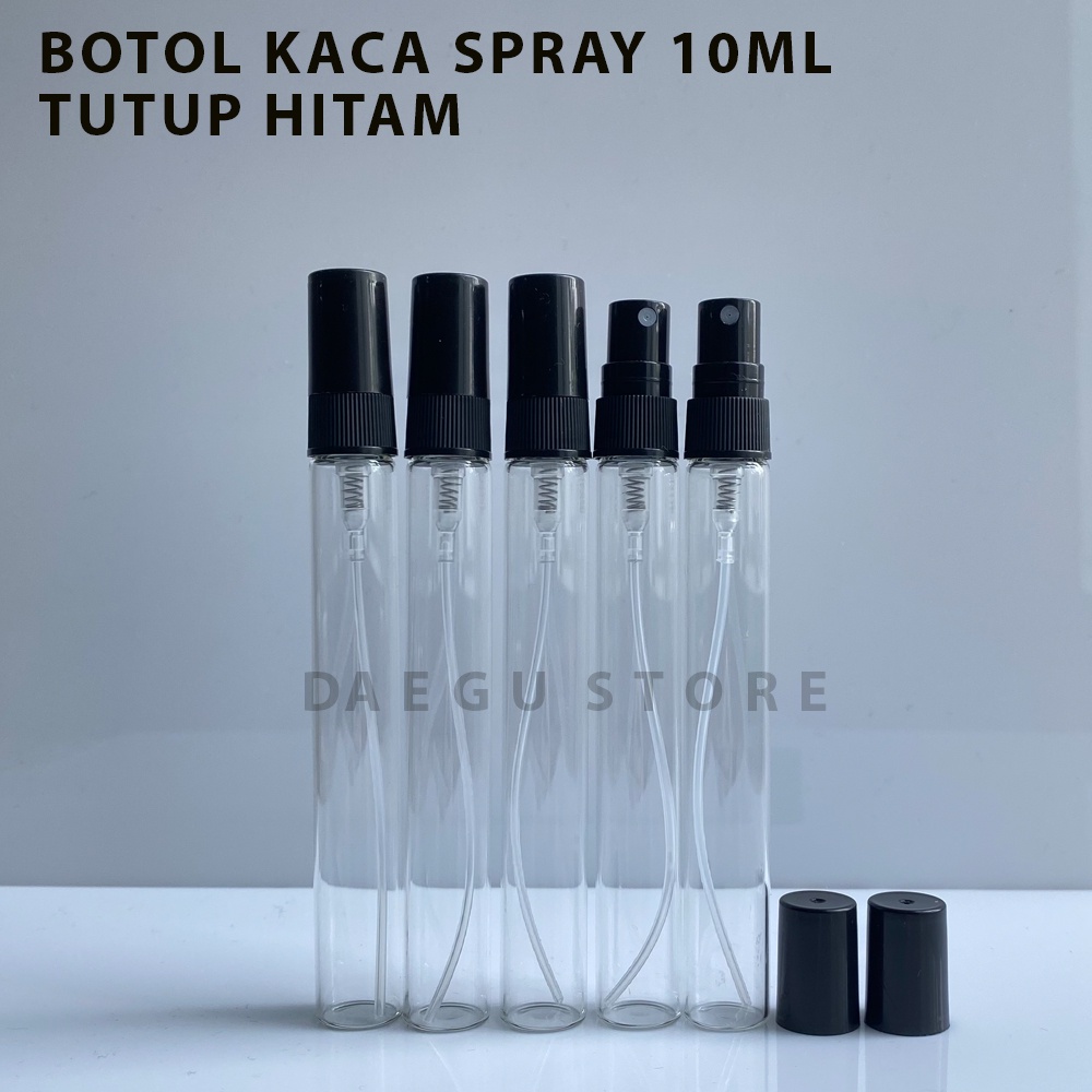 Botol Spray Kaca 10ml Parfum Refill Vial Travel Size Tutup Hitam