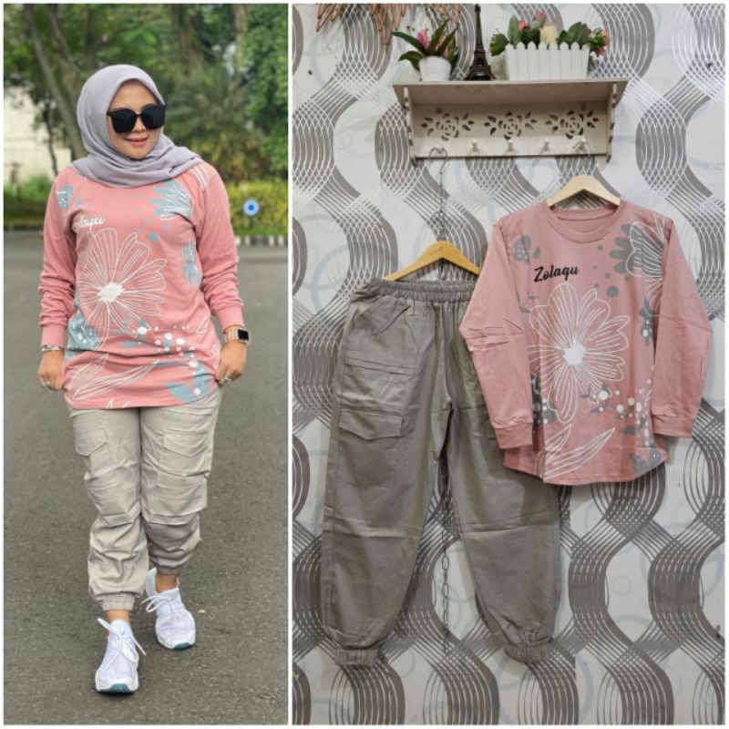 stelan celana jogger zolaqu/ celana viral/ setelan terlaris