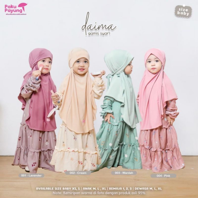 Gamis Set Anak Paku Payung Series Daima 6-8 Tahun
