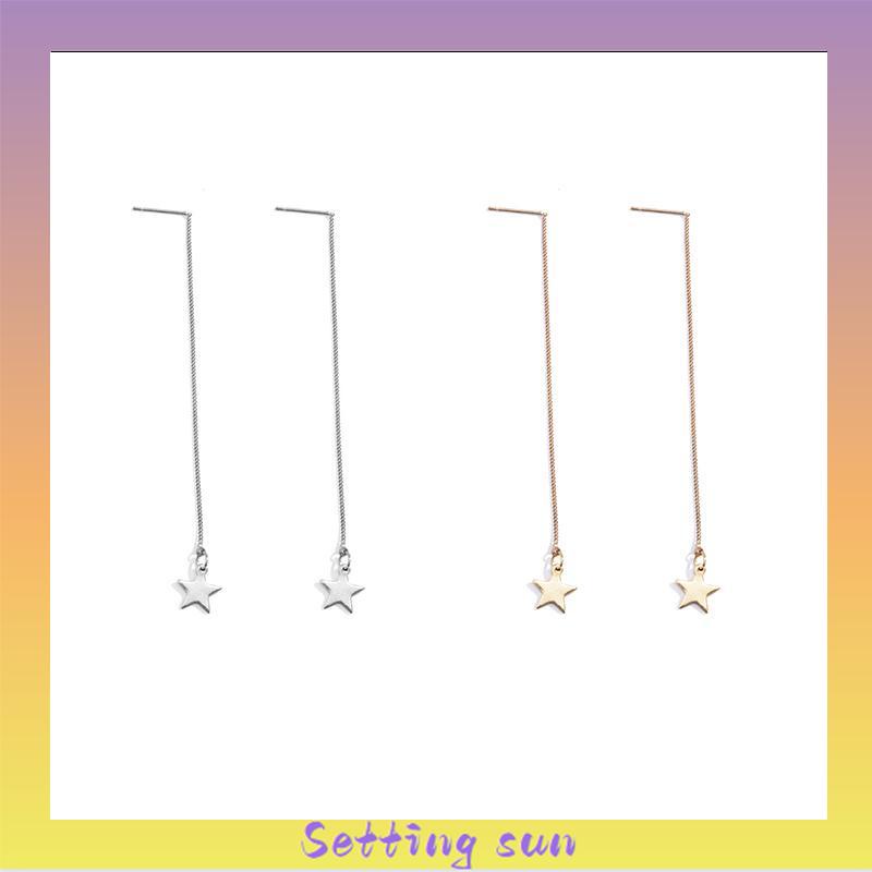 2Pcs Anting Korea Wanita Panjang Model Tusuk Tindik Rantai Rumbai Earring Perhiasan Fashion TN