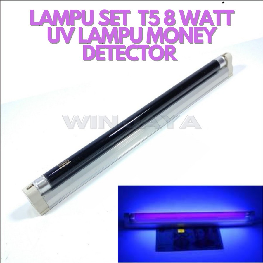 LAMPU NEON T5 8 WATT SET PAKET LAMPU MONEY DETECTOR 8w LAMPU T5 UV ULTRA VIOLET