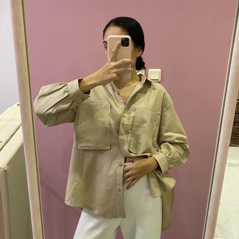 RD FASHION - Areum Korean Oversize XXL Shirt / KEMEJA POCKET OVERSIZE / Kemeja LENDERS / Blouse AULYS KOREAN OVERSIZE / niki shirt 2001