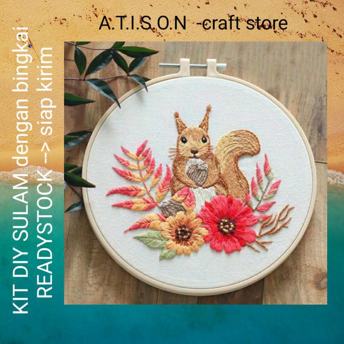 PERALATAN JAHIT DIY PAKET KIT SULAM JAHIT KRISTIK DENGAN RAM KAYU HOOP FRAME / FOREST PERLENGKAPAN