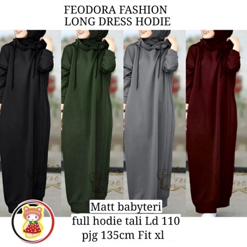 Feodora fashion / Promo Long hodie irene / pakaian wanita / dress wanita / long hode / dress panjang (GOOD QUALITY)