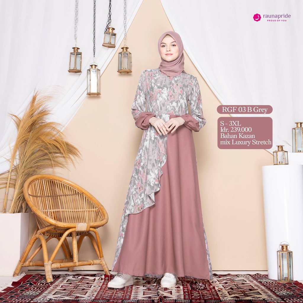 Sarimbit Rauna Couple Keluarga SR 03 GREY / Sarimbit Rauna Terbaru 2022 / RGF 03A - RGF 03B - RRF 03 - RGAF 03 - RKF 03 - RKAF 03 / Fashion Muslim