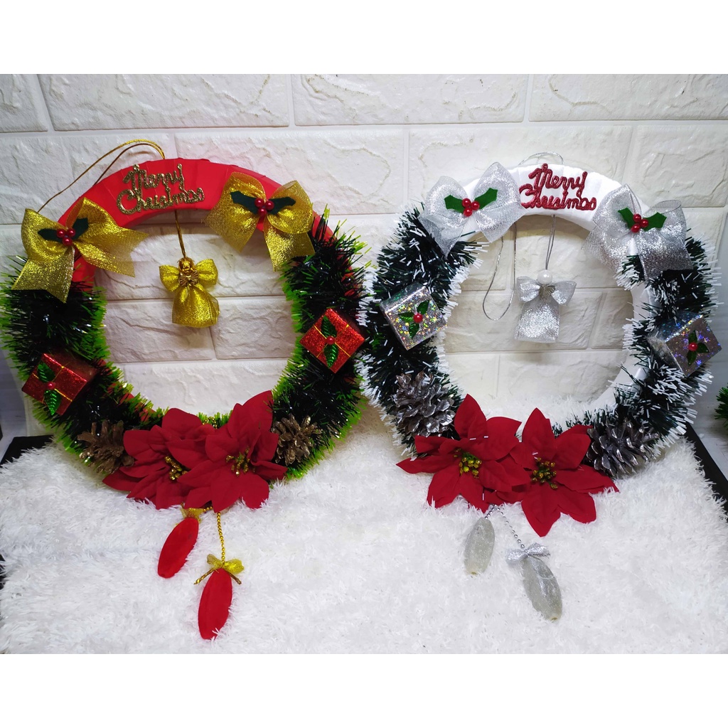 ( Diameter 30 cm ) Fancy Wreath Exclusive - Gantungan Hiasan Dekorasi Natal