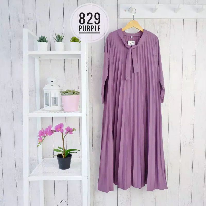 Gamis Plisket Anak Usia 4-11 Tahun / Gamis Anak Leher Pita