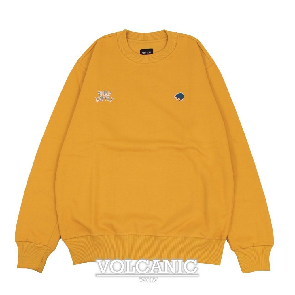 Jaket Sweater Crewneck WOLV CLASSIC – Yellow Edition Fashion Trendy Casual Pria Good Brand Quality S