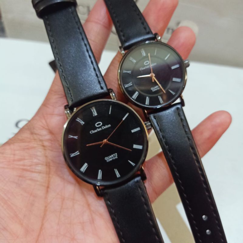 Jam couple charles delon water resistance original harga sepasang free box + batree cadangan SALE !!