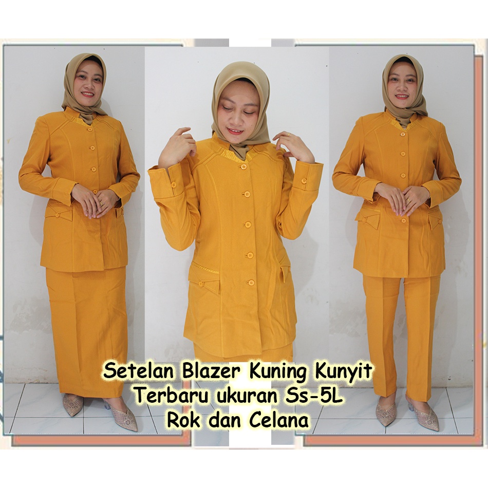 Blazer warna kuning 216 setelan Rok Dan Celana-seragam Guru dan PNS-Pakaian Pemda terbaru-blazer terbaru