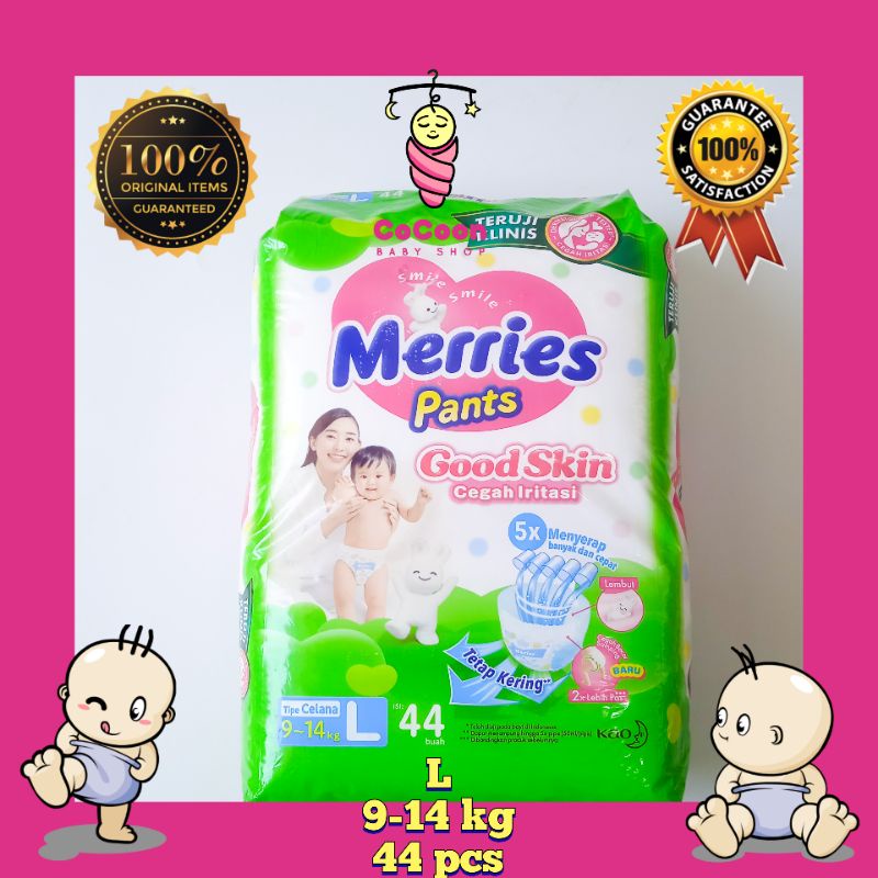 Popok Bayi Meries Merries Good Skin Pants L44 L 44 Tipe Celana