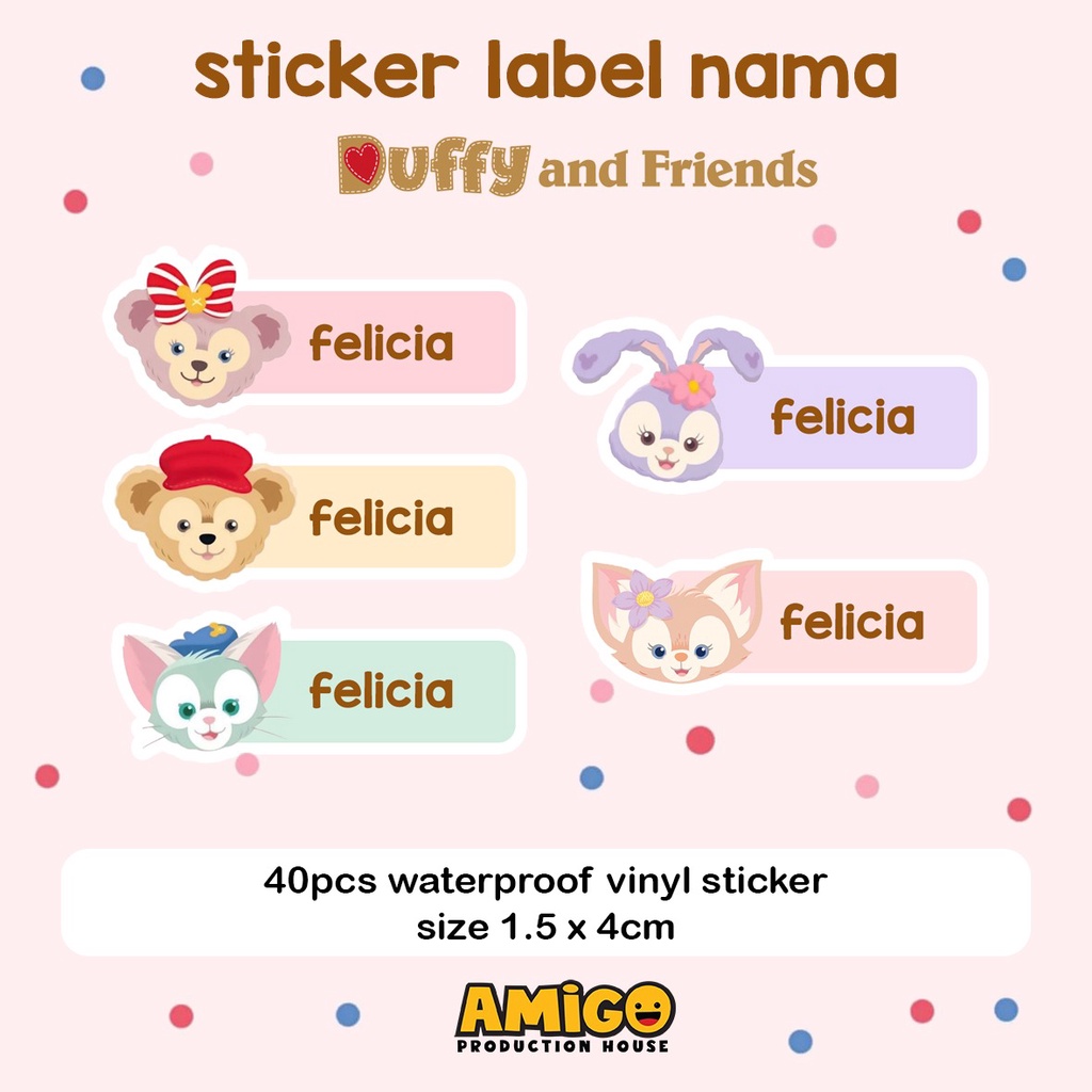 

Stiker Label Nama Anak Disney Duffy Alat Tulis ATK Peppa Pig Sesame Street Toy Story Roblox Super Mario Bros lucu sticker karakter sticker buku