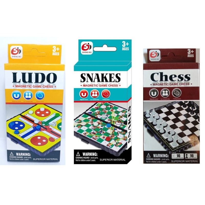 Game Mini Magnet / Mainan Ludo,Ular Tangga Snake Ladder,Catur