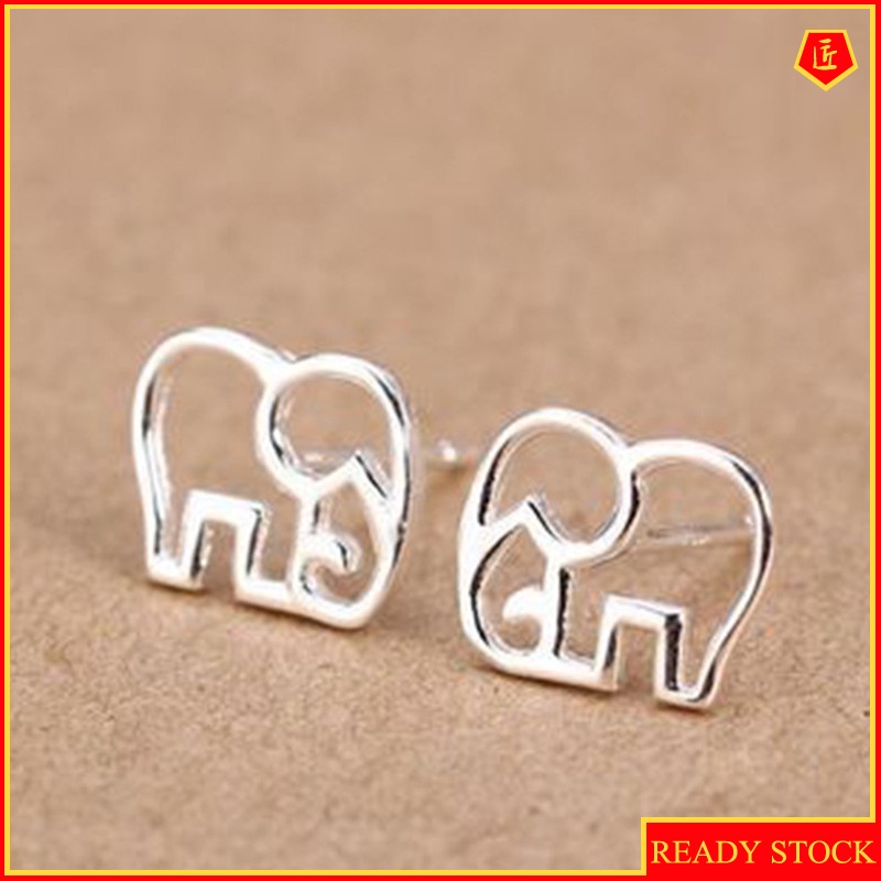 [Ready Stock]Creative Simple Silver Elephant Stud Earrings