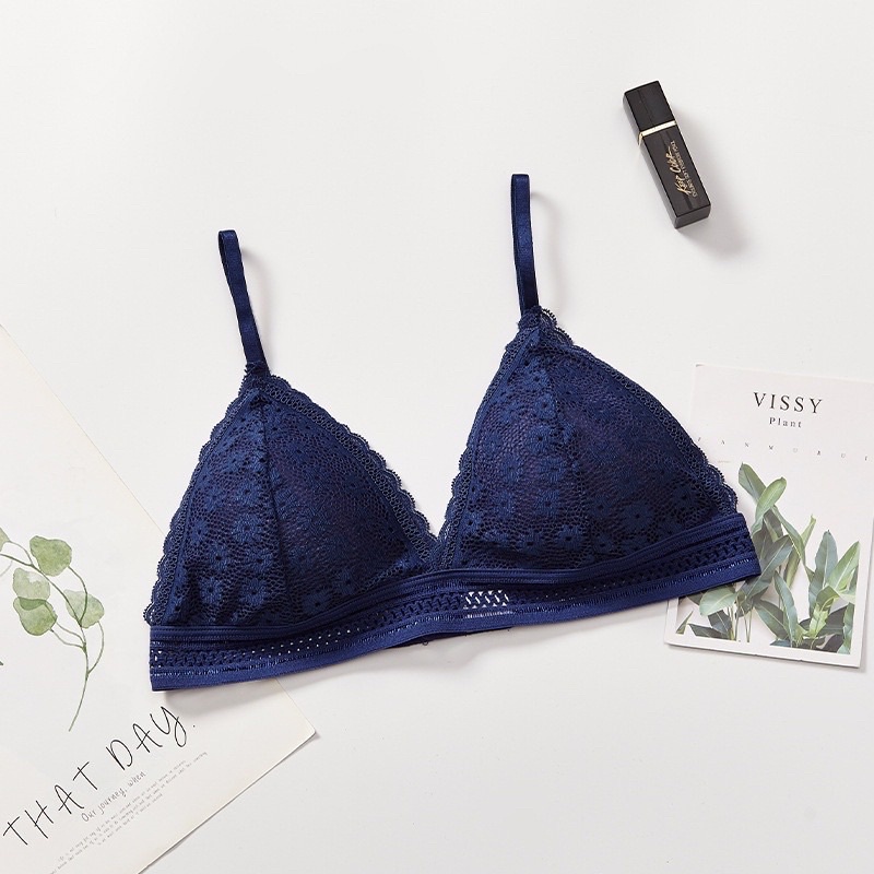 Fashion Bra Wanita Bra Sexy Model Tanpa Kawat Motif Bunga High