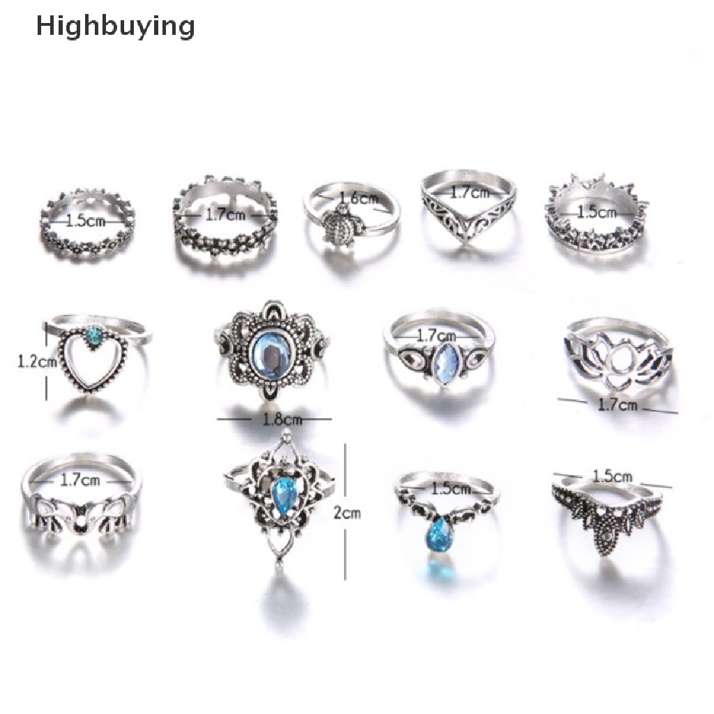 Hbid 13pcs / Set Cincin Aneka Desain Gaya Punk Untuk Wanita