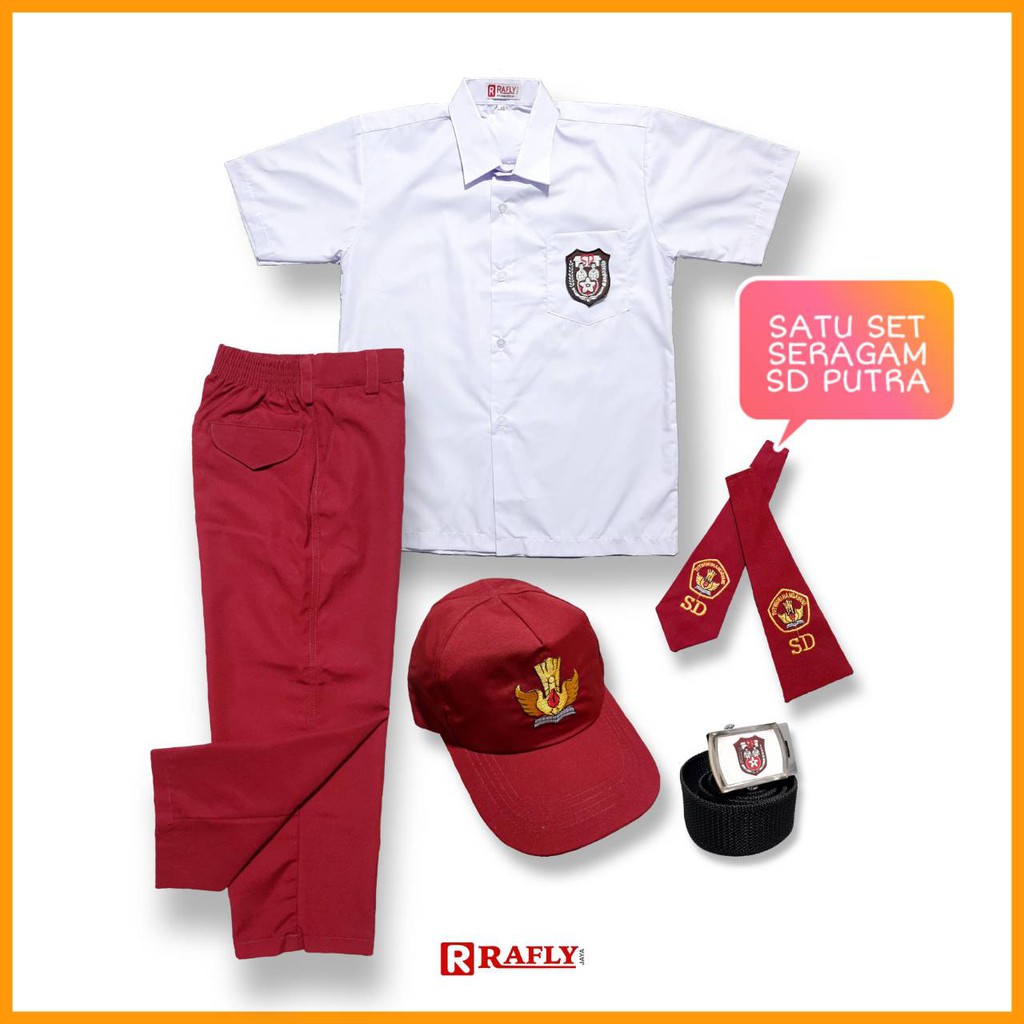 Setelan Seragam Sekolah SD - Setelan Baju Sekolah SD Putra Merah Putih Lengkap / Rafly Jaya