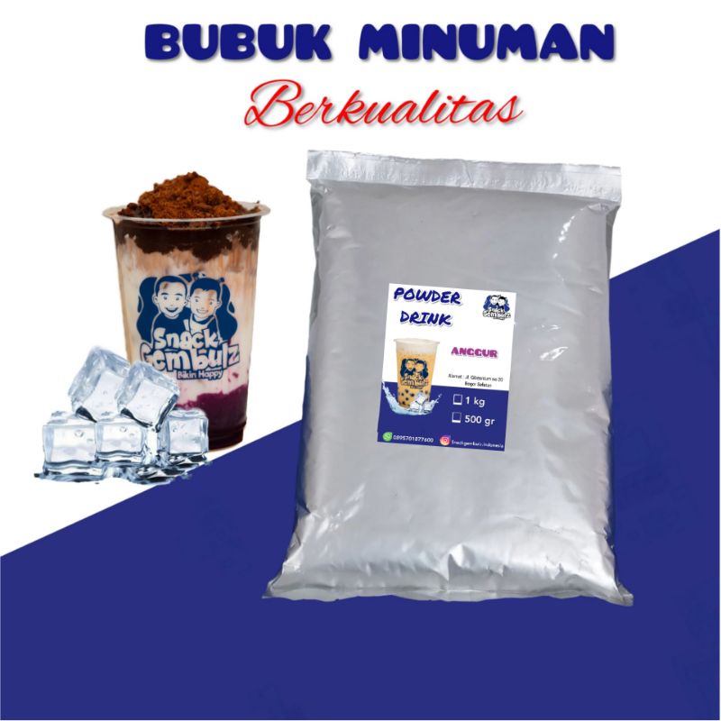 

Bubuk Minuman Anggur 1kg / Serbuk minuman aneka rasa /Powder drink bubble drink kekinian