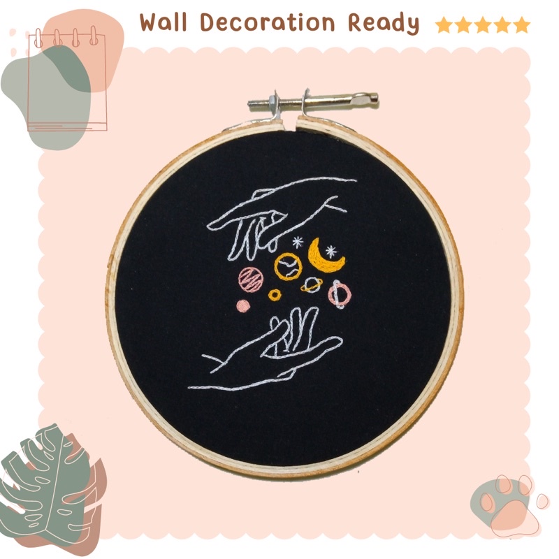 [Hasil Jadi] Embroidery Black Galaxy-03 Wall Decoration - sulam benang hiasan handmade