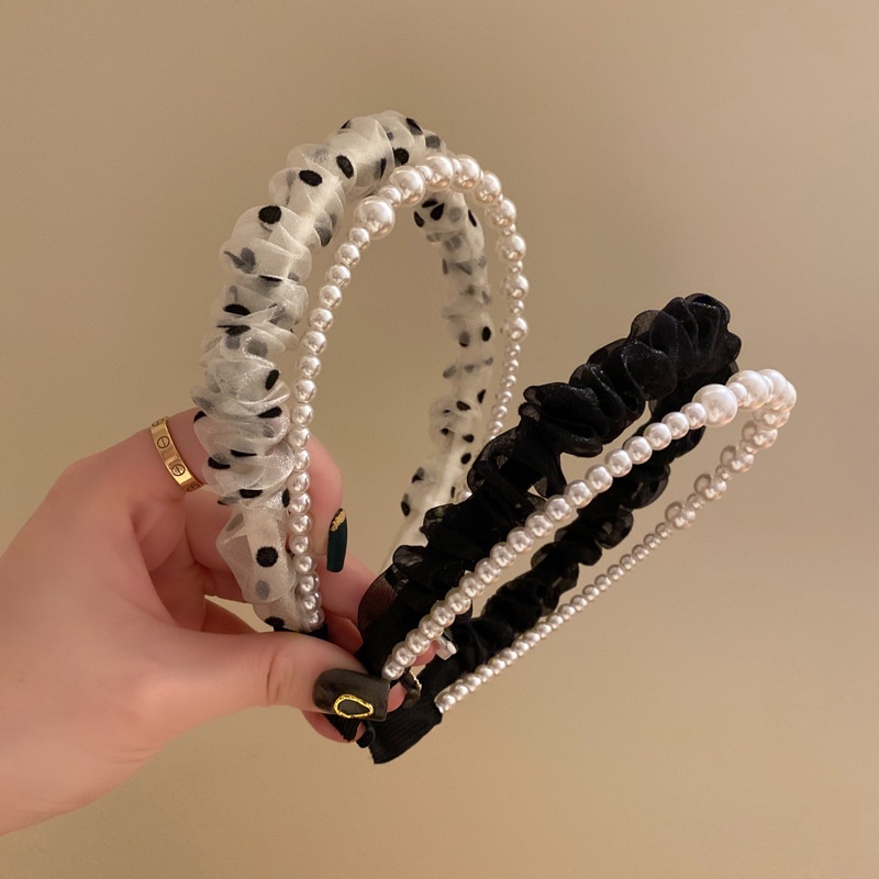 Caliloops Glara Bando Wanita Korean Hairband Mutiara Polkadot Korea