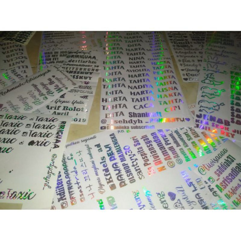 

CUSTOM STIKER HOLOGRAM HARTA TAHTA NAMA SENDIRI BEBAS ANTI AIR