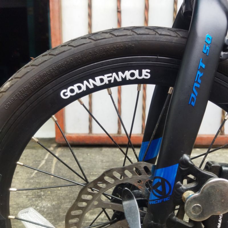 Cutting sticker stiker sepeda lipat  rims wheelset 16 inch 20 inch godandfamous vinyl
