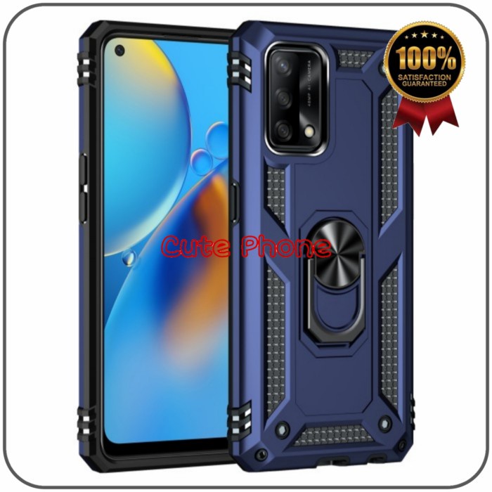 Casing Hard Soft Case OPPO A74 5G Bumper Carbon Ring Armor