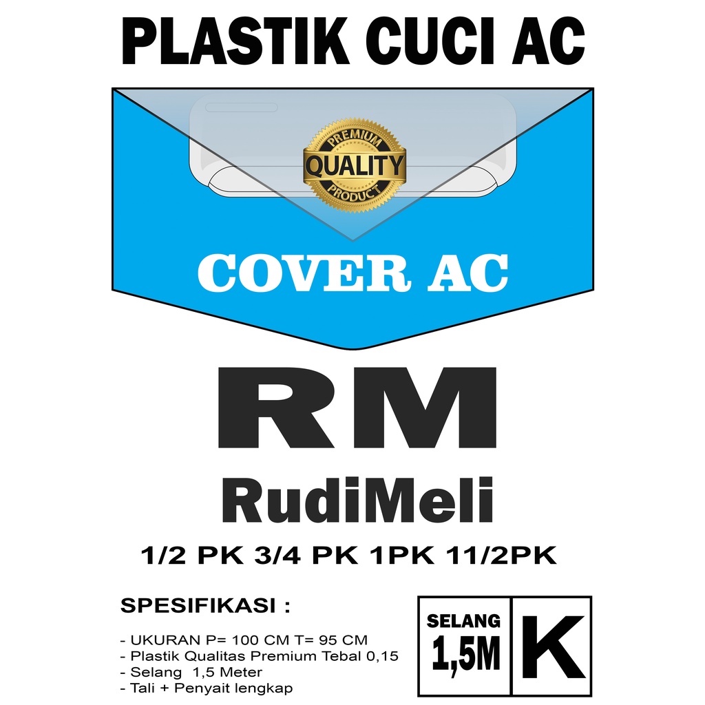 Plastic cuci ac rumah lengkap 1 set untuk ac 12 pk dan 1pk merek RUDIMELI  1 set berikut selang