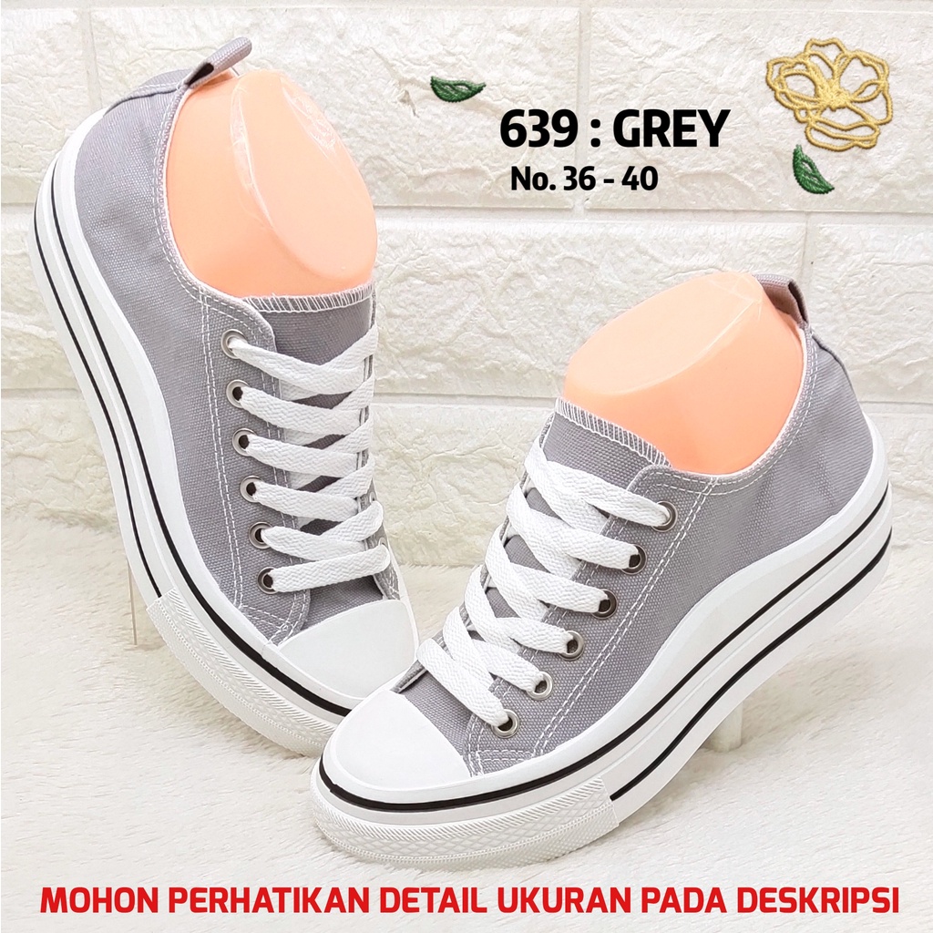 Sepatu Kuliah Remaja Perempuan 639 Sneakers Putih Cewek Kekinian SPTSW-Grey