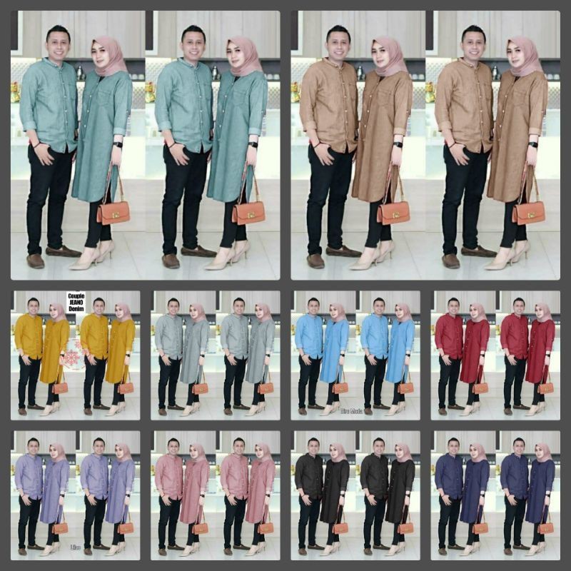 SET COUPLE CP JEANO KEMEJA TUNIK/BUSUI/KATUN DENIM