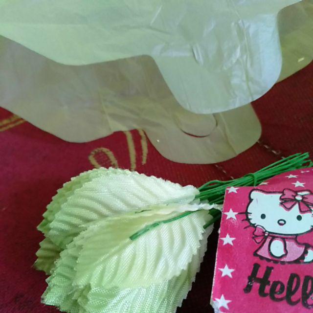 [bayar Di Tempat] Aplikasi Daun Hijau Muda Gradasi Putih / Daun Beludru / Daun Kecil / Daun Sintetis