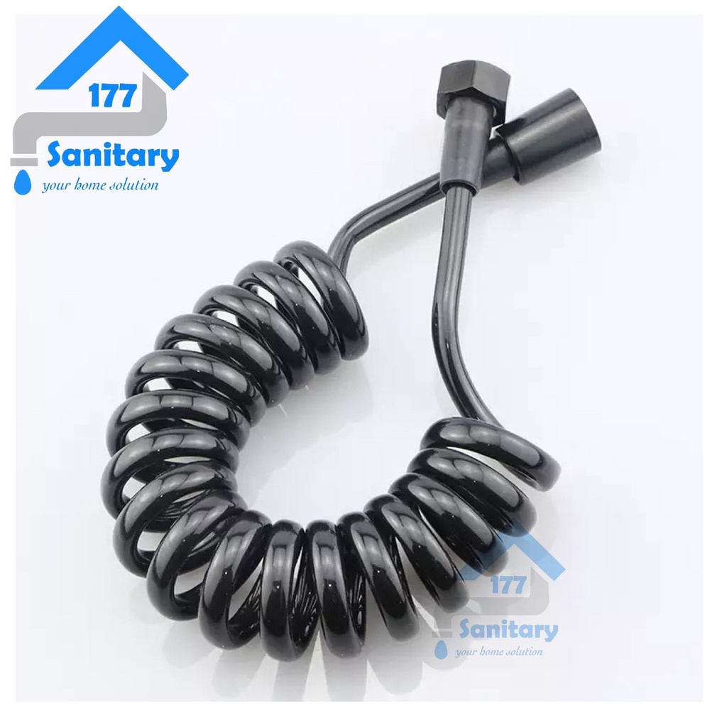 Selang shower Model telepon 150 cm HITAM- fleksibel kloset telephone spiral hose shower mandi 1,5meter flexible hose black