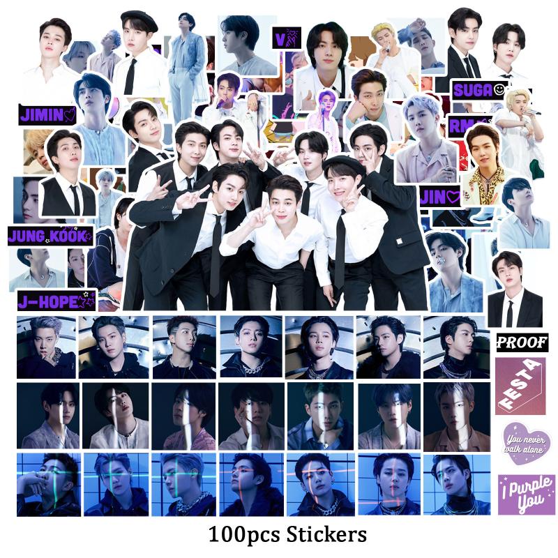 100pcs / set Stiker KPOP BTS Untuk Dekorasi Scrapbook / Jurnal DIY