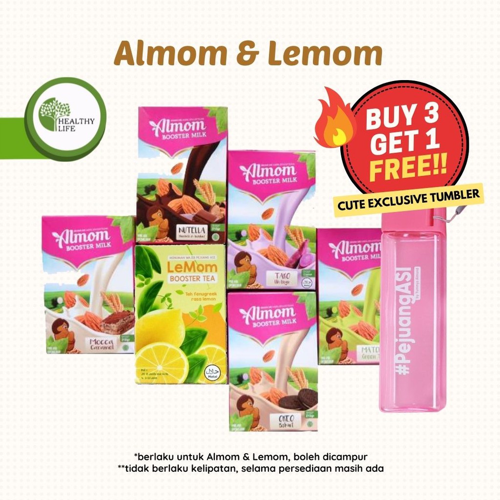 BELI 3 GRATIS 1 TUMBLER Almom &amp; Lemom &amp; Almonde 200gr &amp; Kukimond Cookies 180gr (Booster ASI/Pelancar ASI)