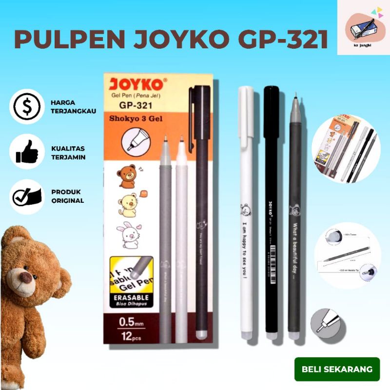 

Bolpoin Bolpen Pulpen Joyko GP-321 Shokyo 3 Erasable Gel Pen 0.5mm Bisa Di Hapus