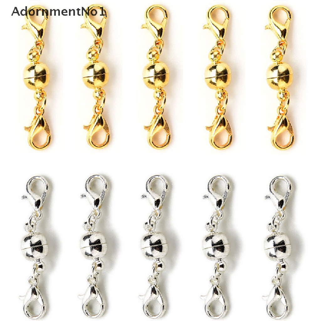 (AdornmentNo1) 10 Pcs Jepit Lobster Magnetik Warna Emas / Silver Untuk Kalung / Perhiasan