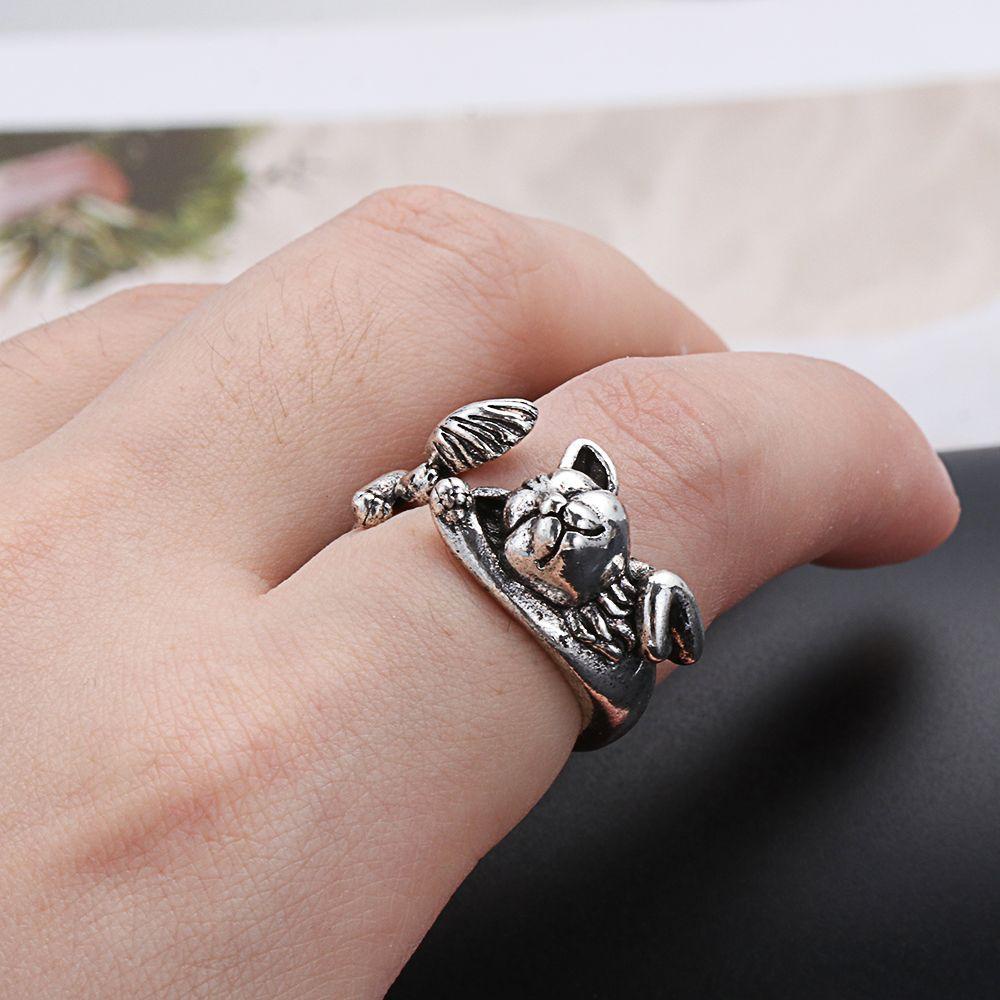 Preva Cincin Hadiah Perhiasan Adjustable Kucing Lucu