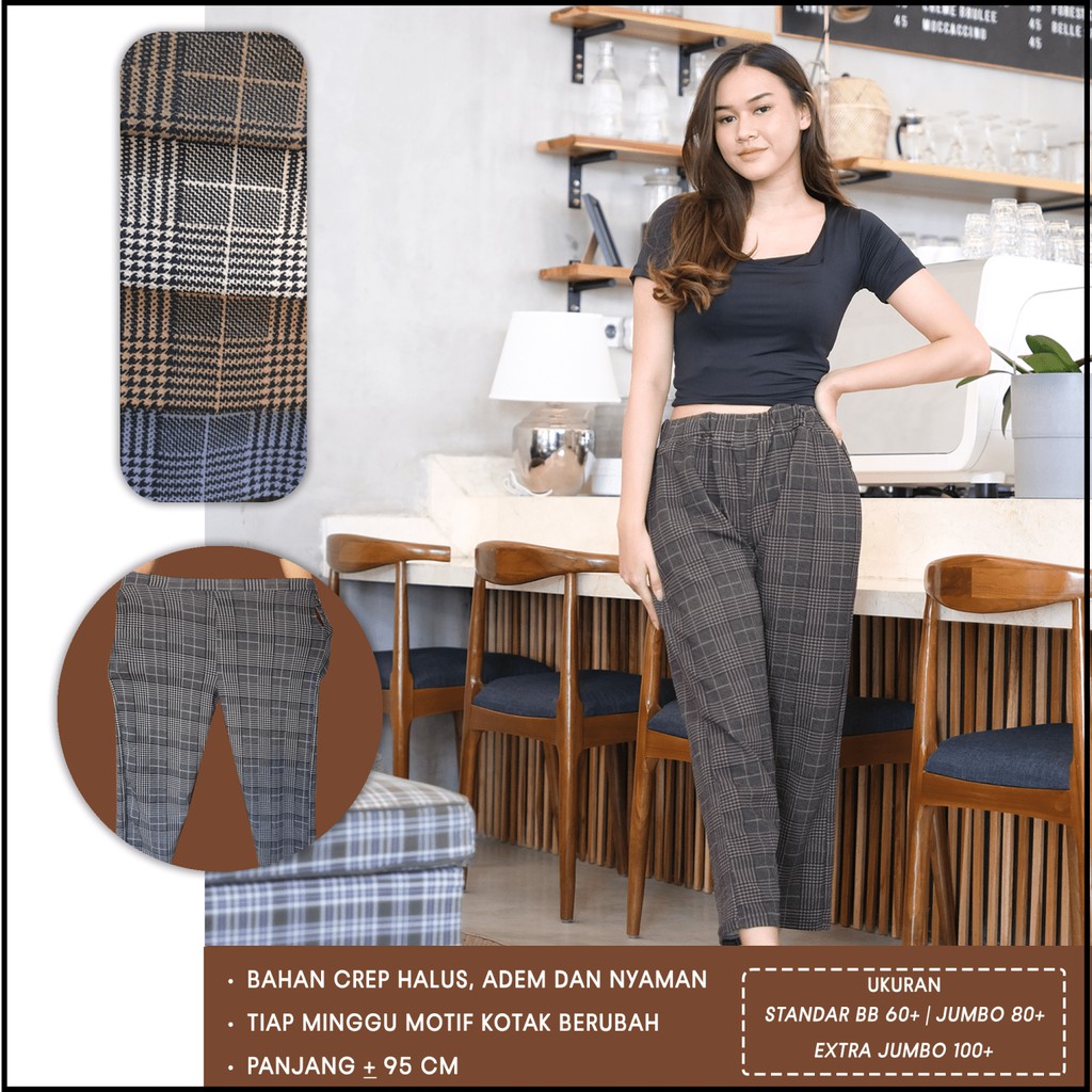 Celana Jumbo Wanita Kotak Zara Model Slimfit