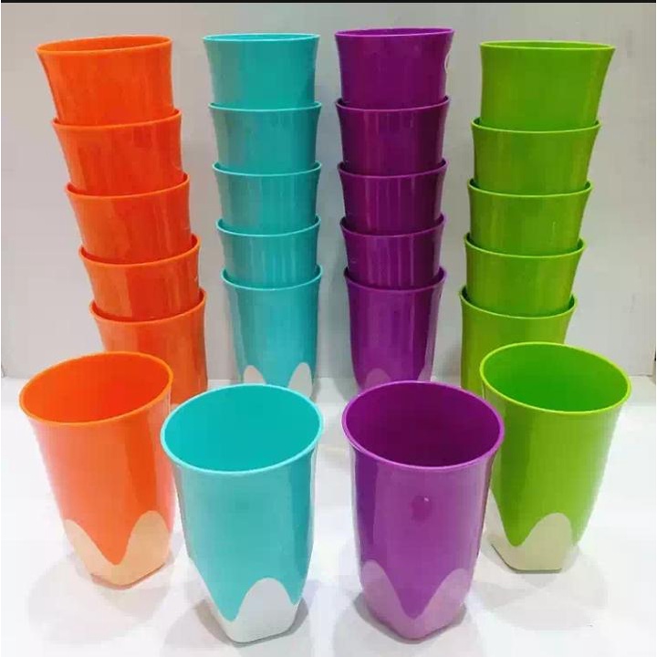 Mug Honey Golden Ring Gelas Plastik / Cangkir / Tempat Minum / Gelas Harian Bahan Plastik 6 pcs