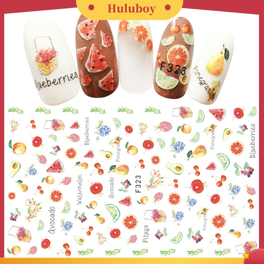 Huluboy Huluboy♡ Stiker Nail Art Motif Buah / Bunga / Daun / Tanaman