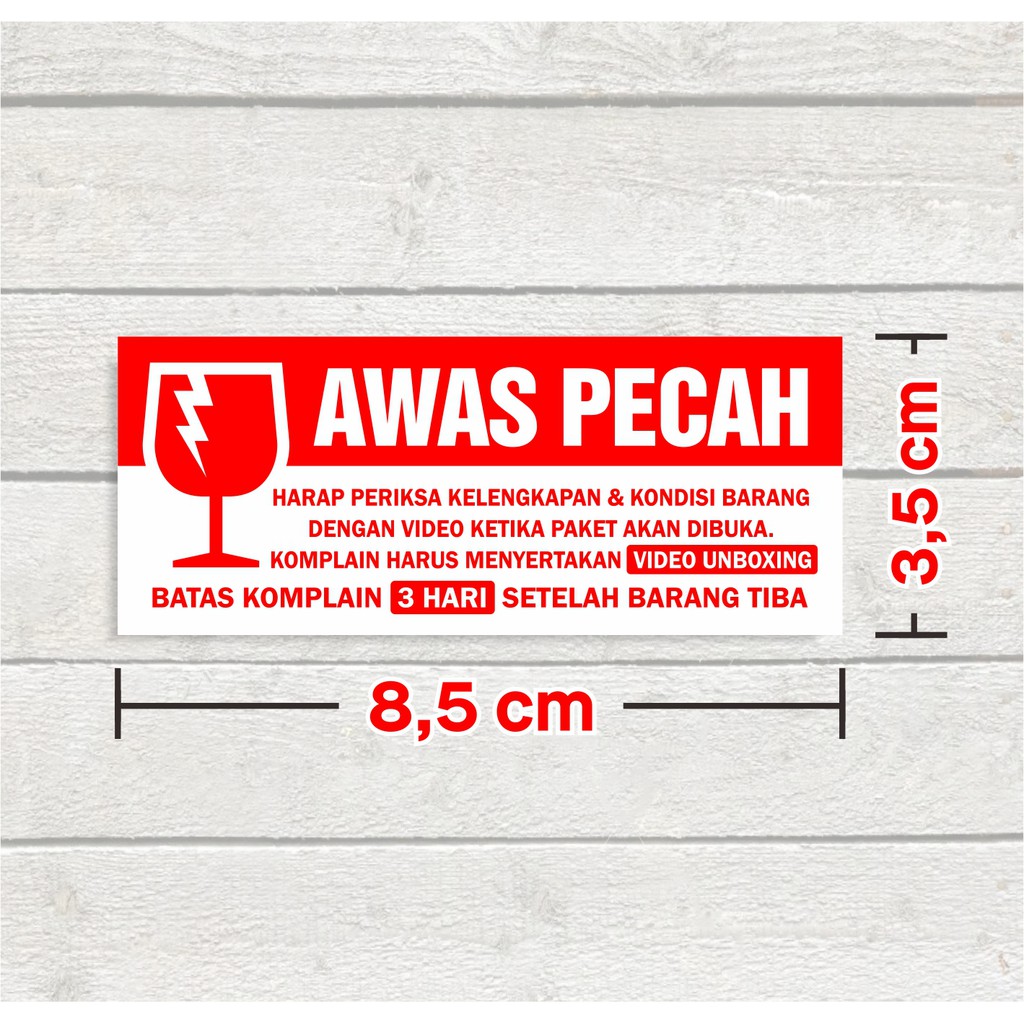 

Sticker Awas Pecah Video Unboxing Stiker Peringatan Label Pengiriman 8,5 x 3,5 cm (1 Pack/100 pcs)