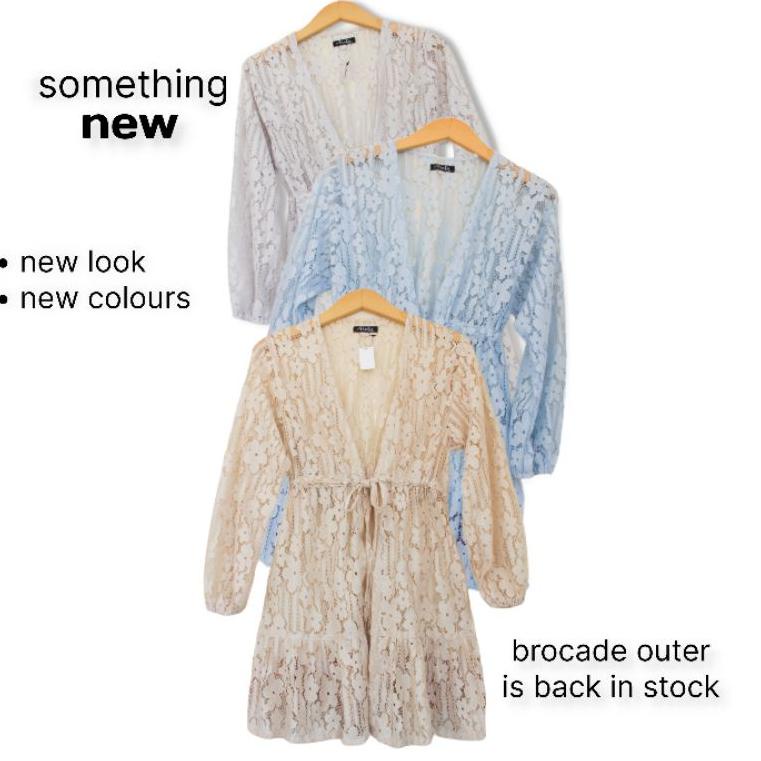 Ready stock Outer Cardigan Kardigan Brokat brukat tanpa lengan panjang pendek pesta kekinian kondang