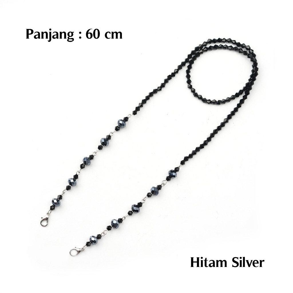 Gantungan Strap Kalung Masker Tali Masker Crystal and Pearl Beads