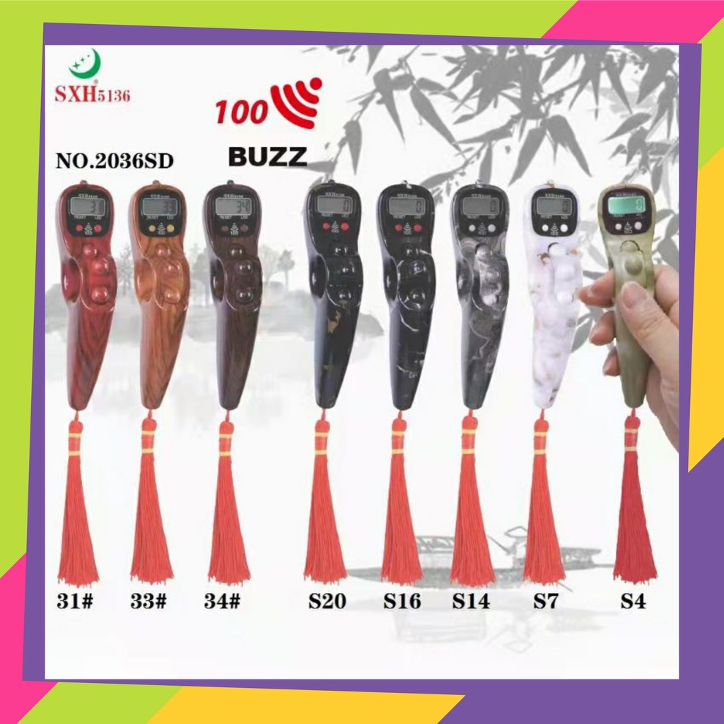 1671D1 / Tasbih digital & lampu LED 100 kali alarm bunyi beep / Warna kayu & marmer / Tasbih dzikir 