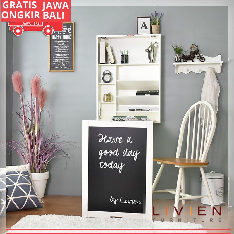 LIVIEN Furniture Meja Belajar Transformer - Meja Lipat - White